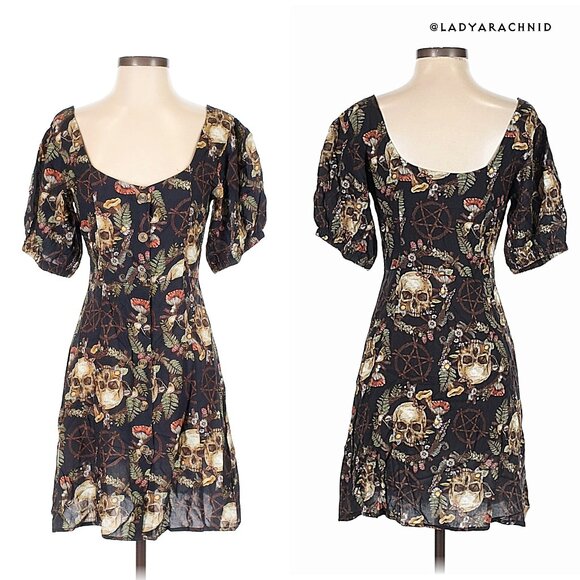 DISTURBIA Goliath skull and pentagram print mini dress - Picture 5 of 7